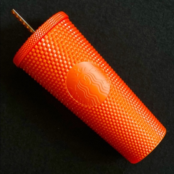 Starbucks Halloween Orange Studded Cup Pearlized Bling Tumbler 24oz Venti New - Picture 4 of 14